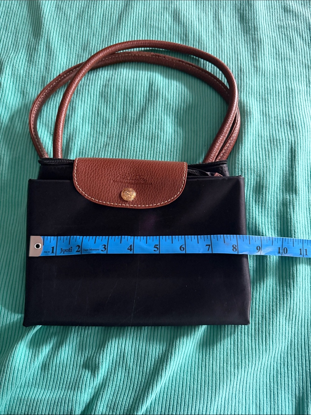 Longchamp inspired black nylon foldaway shoulder bag